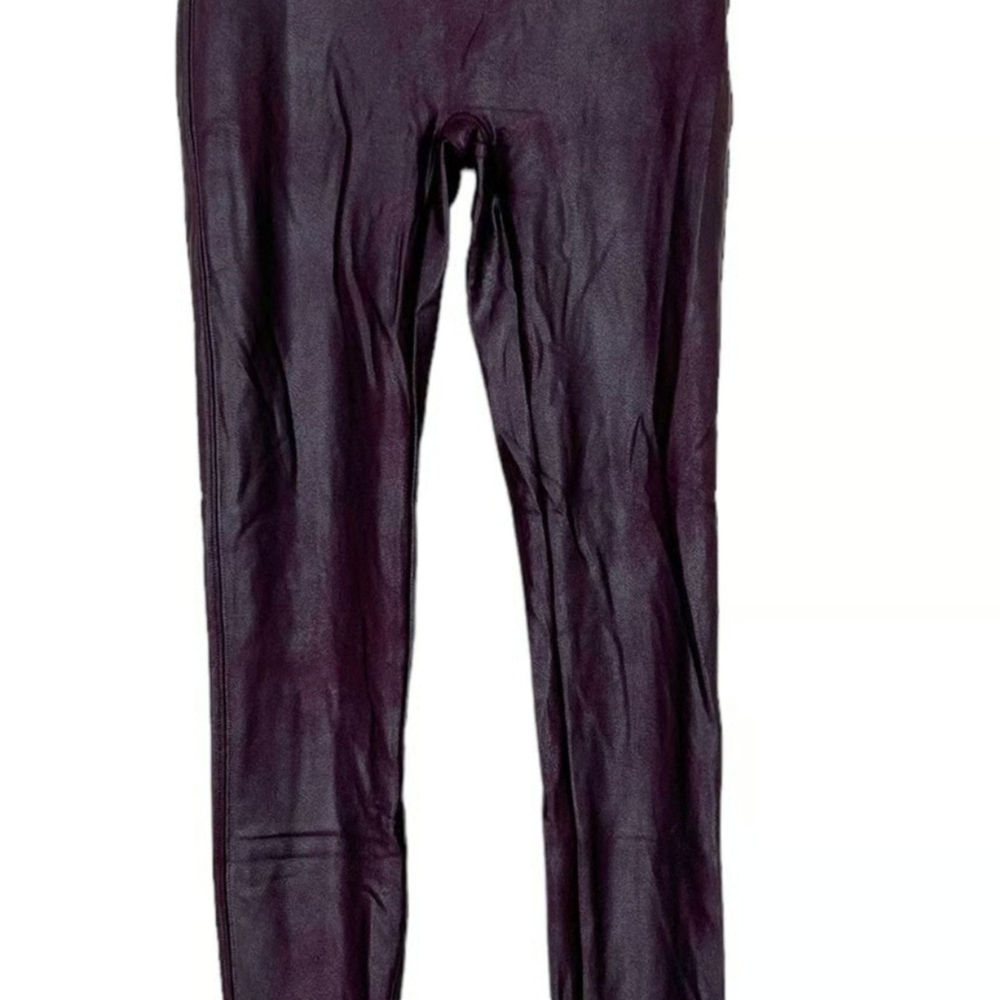 Spanx  Faux Leather Maroon Leggings